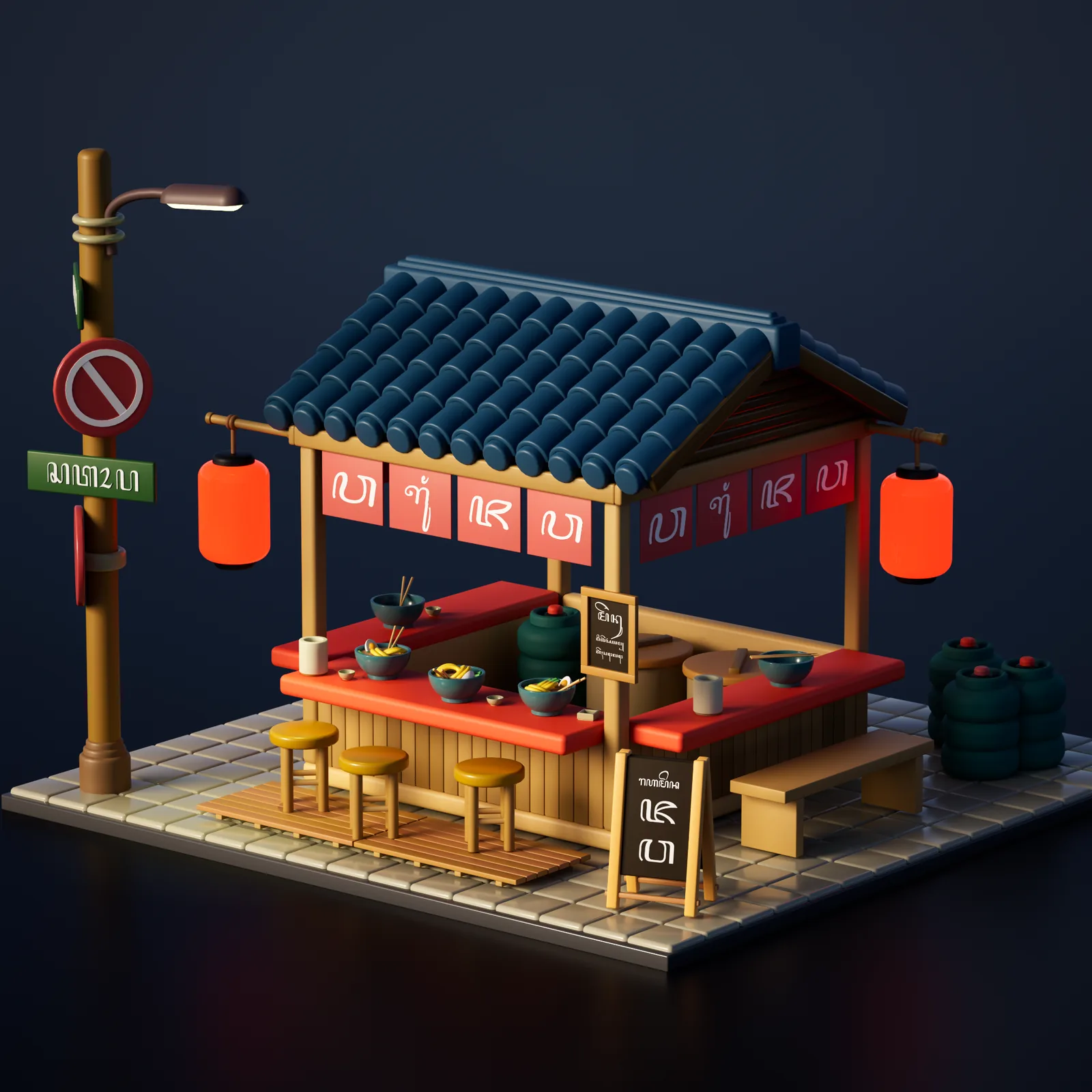 Ramen Stall Series - 3D Illustration & Motion Loop